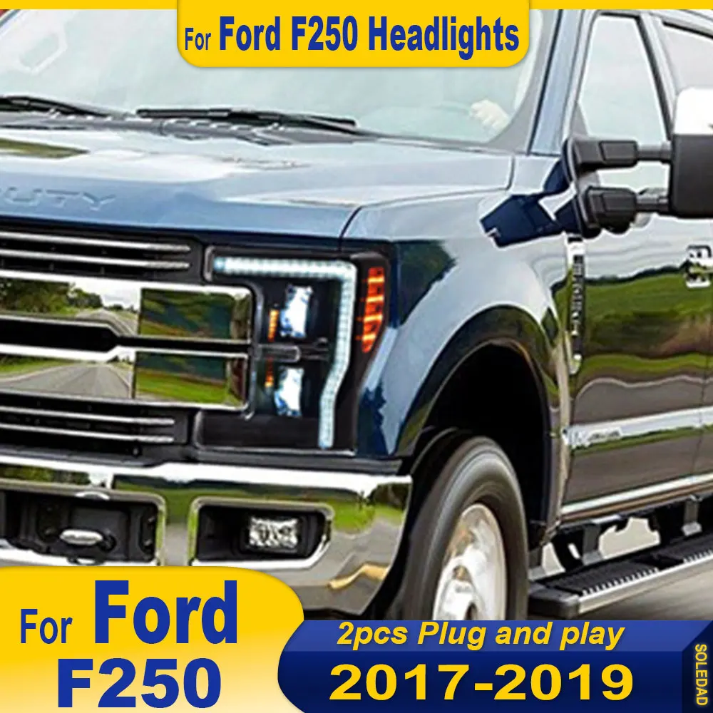 

Car LED Head Lamp for Ford F250 Super Duty 2017 2018 2019 LED Headlight DRL Projector Lens Dynamic Accessories Plug and play