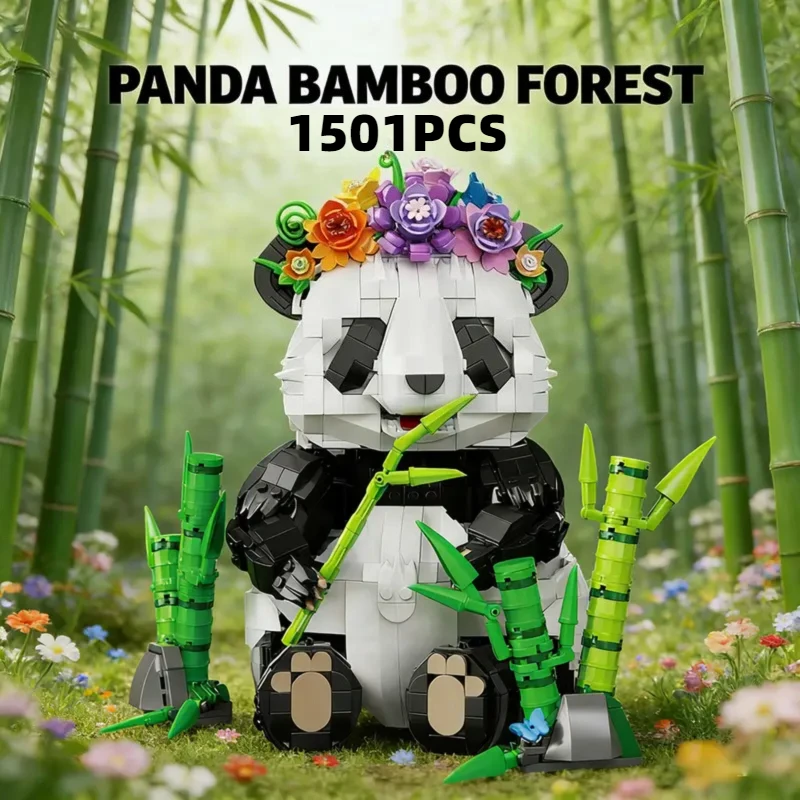 

1501PCS Panda with Bamboo Ornament Building Blocks Toys Sets Holiday Decorative Ornaments Bricks For Kids Adult Christmas Gifts