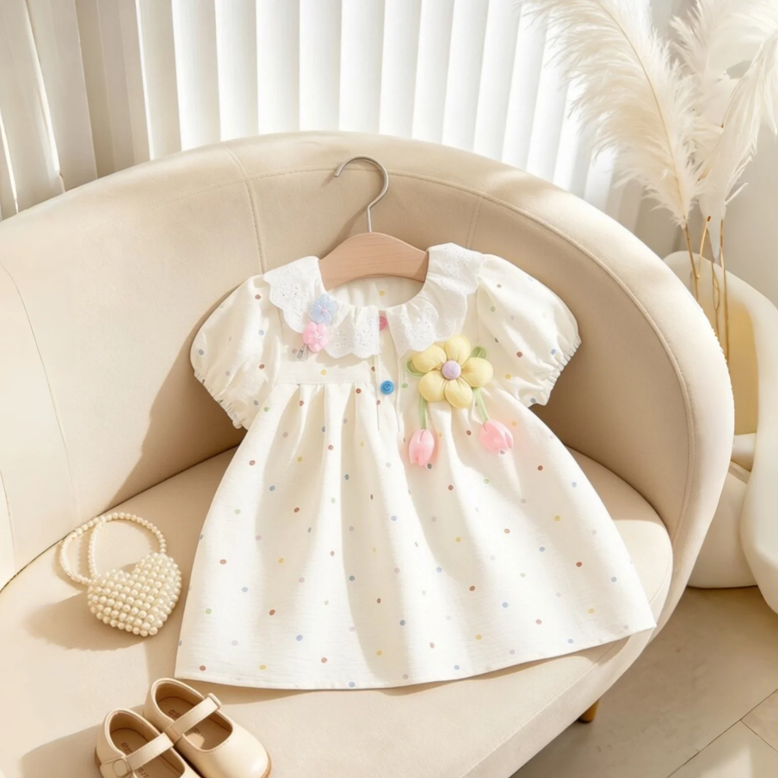 Sweet And Cute Baby Girl Dress Summer New Short Sleeved Princess Dress Girls' Daily Casual Wear For Going Out Children's Dress