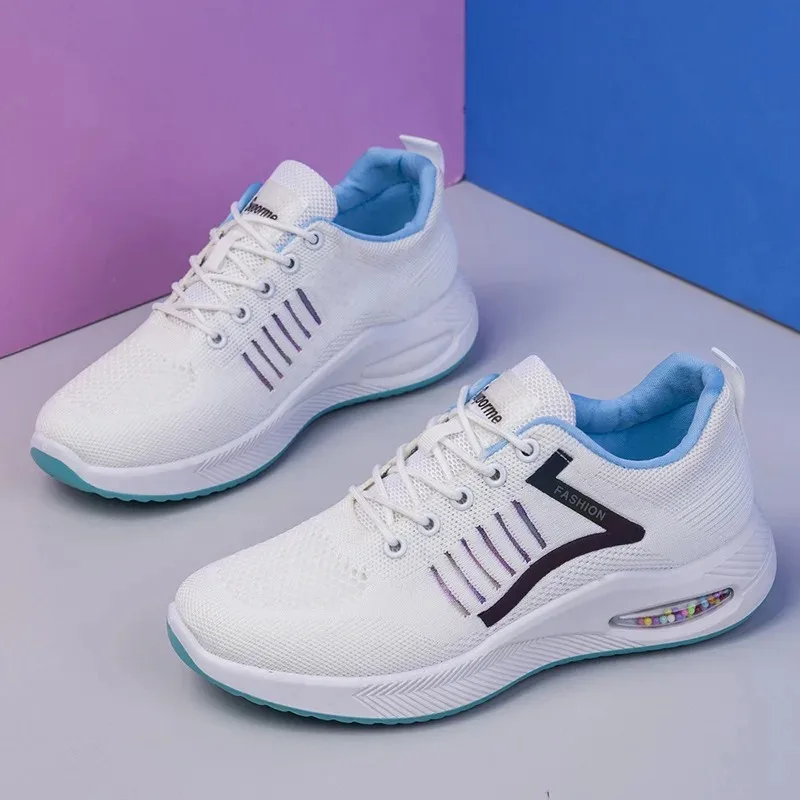 Zapatos deportivos con cámara de aire para mujer, zapatillas planas con plataforma a la moda, para correr y caminar, primavera y otoño, 2023