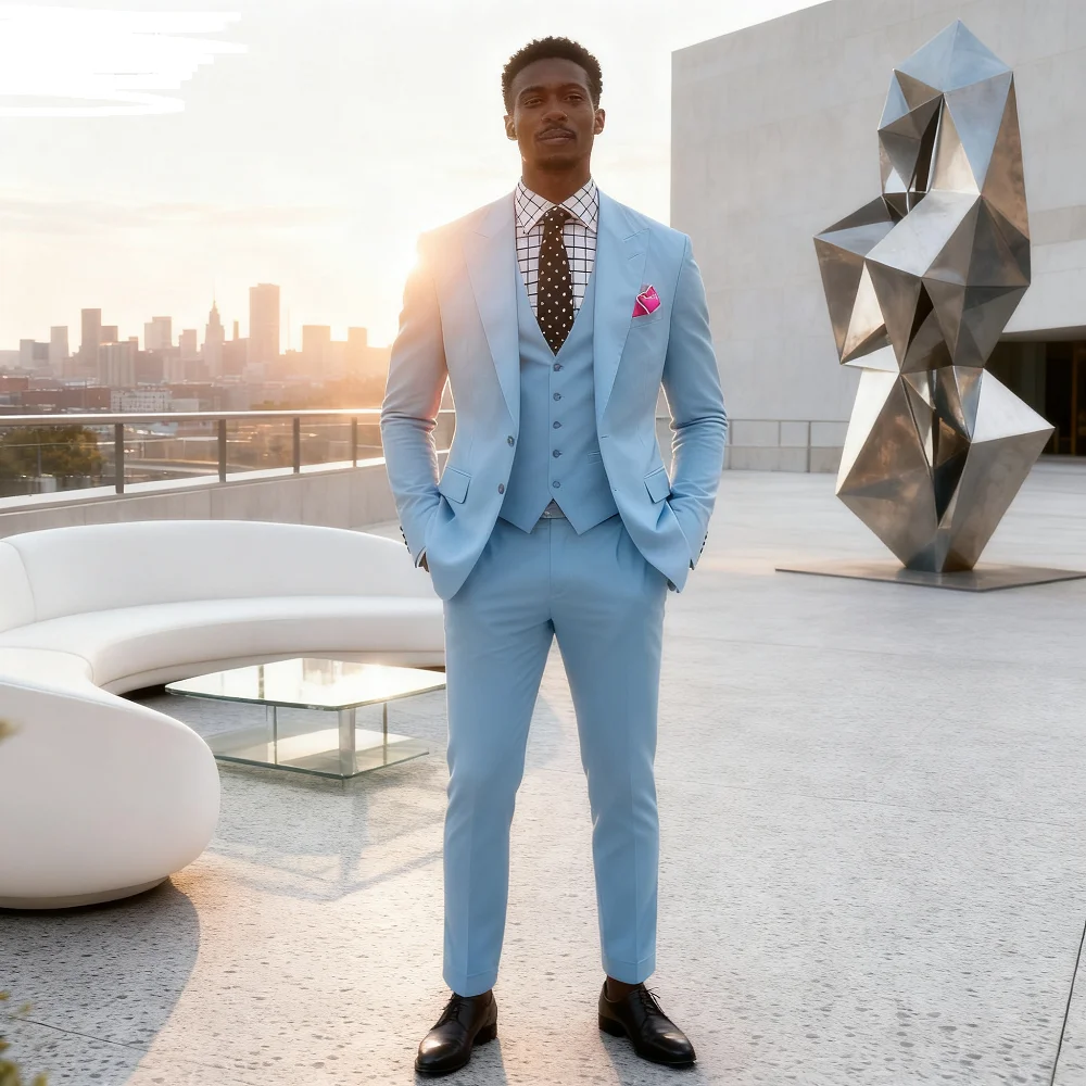 

Roxo Intelligent Casual Lapel Tuxedo for Men Slim Fit Solid Smoking Boys Suit Men's Tuxedo Trajes Para Hombre Herran Anzug