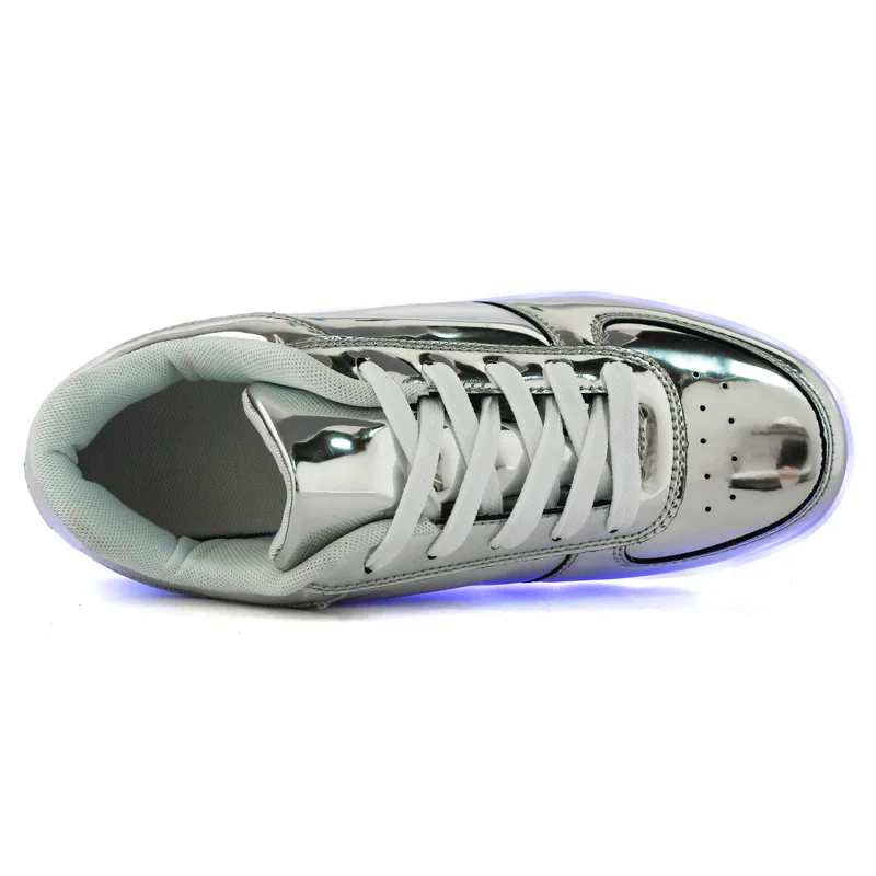 2021 Low help classic foreign trade new golden silver light led luminous shoes USB charging star with flash shoes jik90