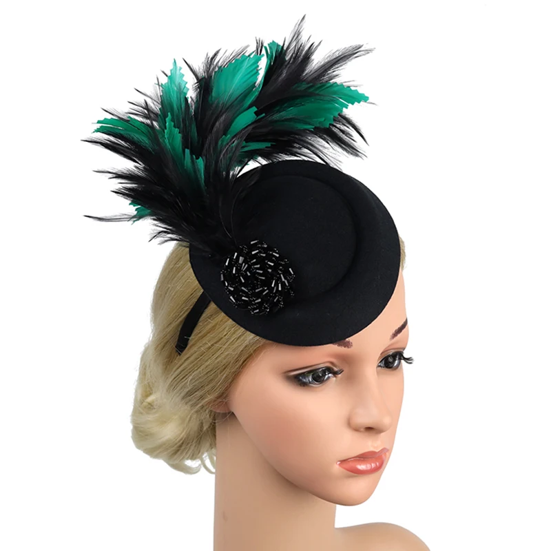 Chapéu de festa de chá fascinator chapéu para mulher kentucky derby fascinator grampo de cabelo pillbox chapéu pena fascinator bandana