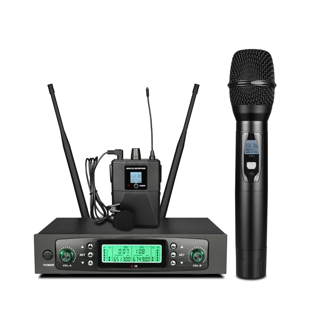2022 ميكروفون لاسلكي طويل المدى عالي الحساسية UHF ثنائي الاتجاه