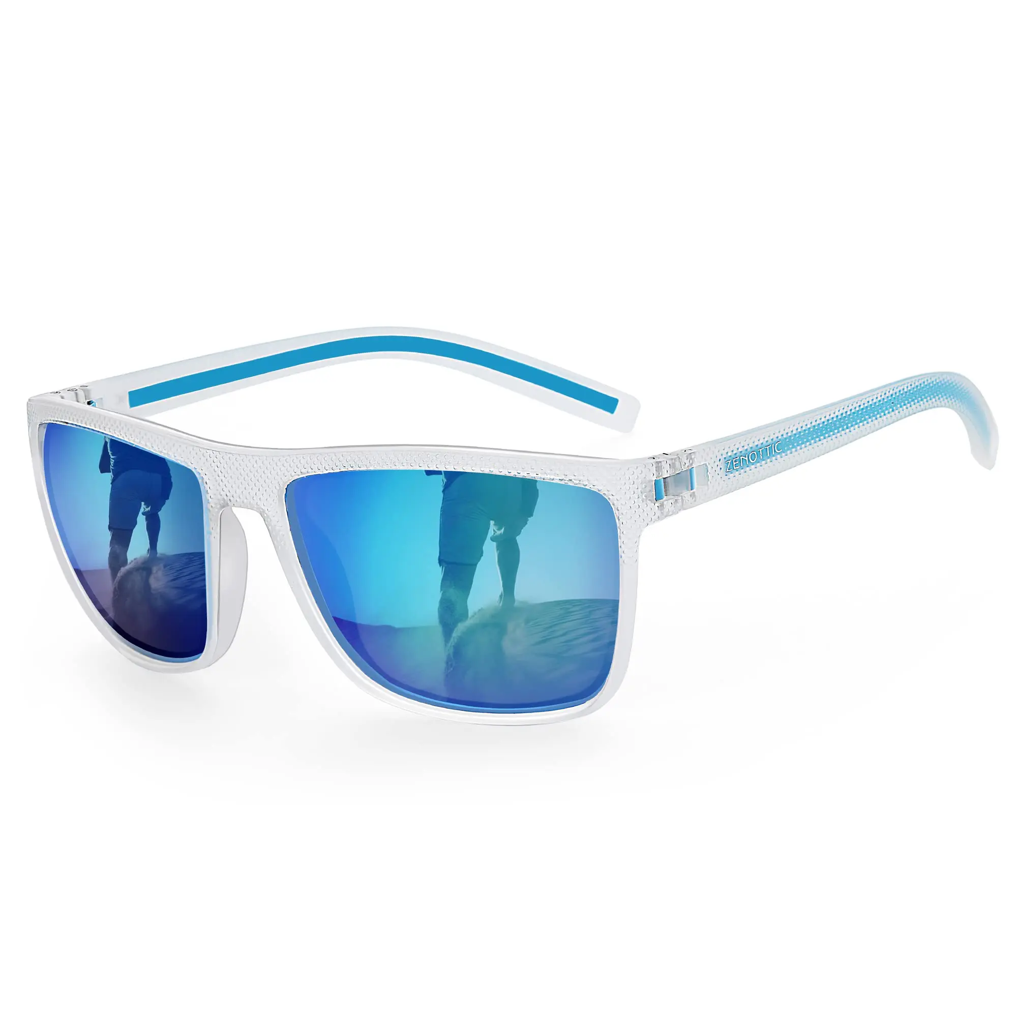 ZENOTTIC Modische polarisierte Sonnenbrille für Damen und Herren, leichter TR90-Rahmen, UV400-Schutz, quadratische Sonnenbrille 8