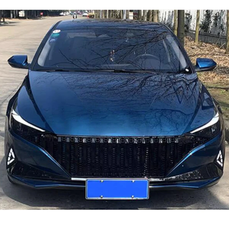 For NEW Hyundai Elantra CN7 ABS Front Bumper Grill Splitter Decorative Cover Black Accessories Racing Grills Body Kit 2020+