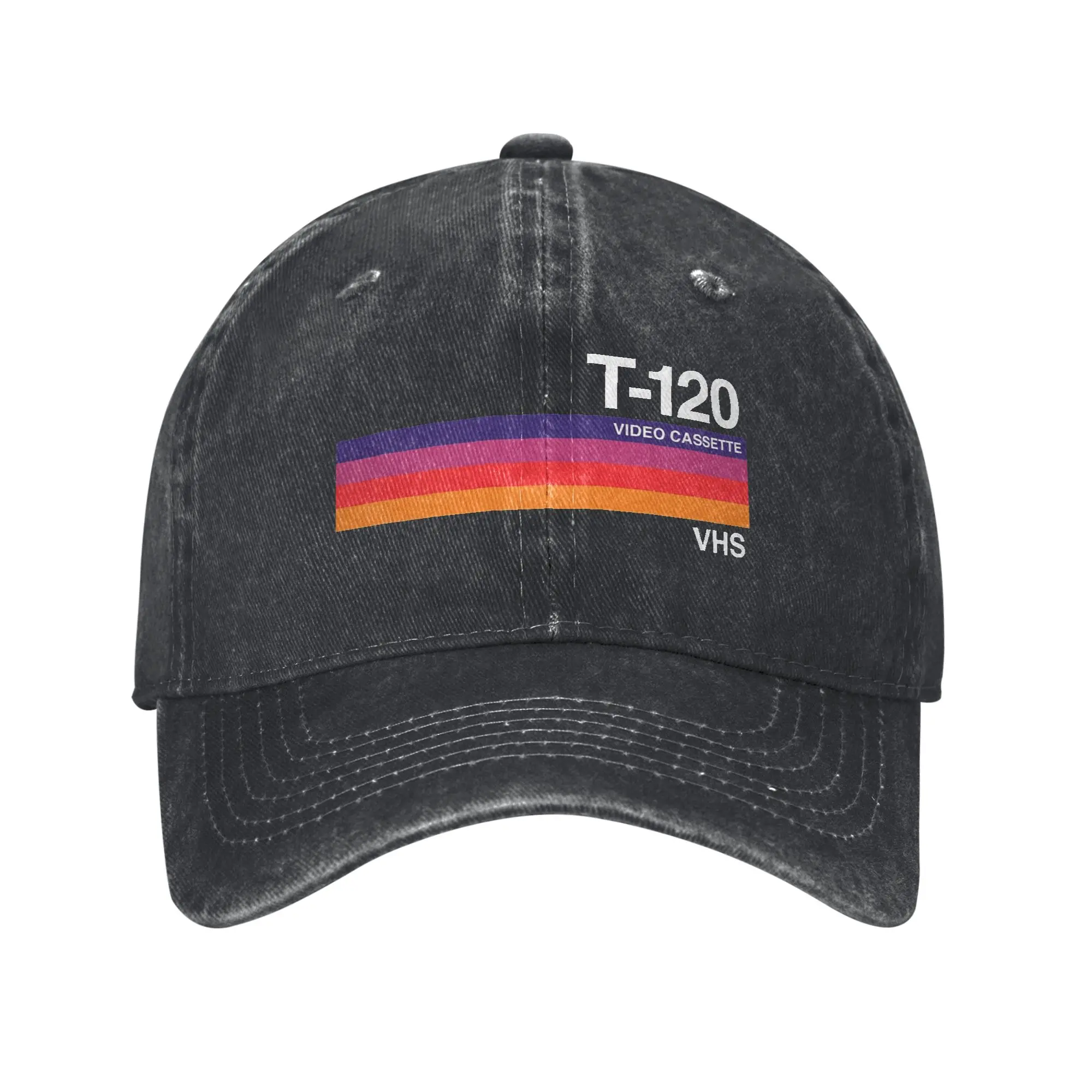 Boné Casual Unissex VHS Dusk Video Cassette com Efeito Desgastado e Lavado, Ajustável, para Uso Externo no Verão