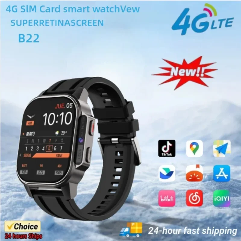 

Мужские умные часыB22 4G Full Netcom 800 Вт камера 900 мАч аккумулятор поддержка SIM-карты видеозвонок монитор здоровья водонепроницаемые умные часы