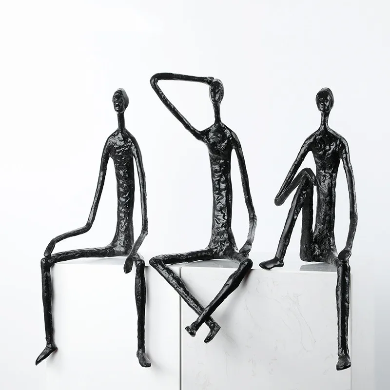 

Metal Black Figure Sculpture Abstract Portrait Statue Human Body Handicraft Ornaments Home Decoration Decorative Figurines