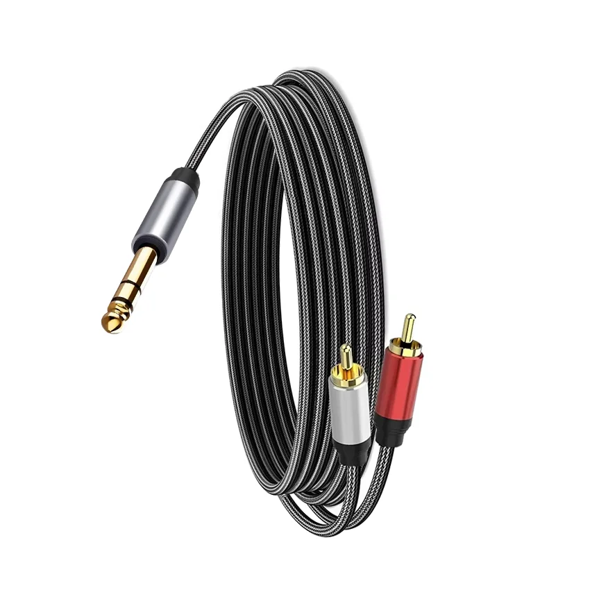 

1/4 Inch TRS to Dual RCA Audio Cable 6.5 6.35mm Stereo Jack To L/R RCA Y Splitter Adapter Braid Cord for DVD Amplifier Speaker