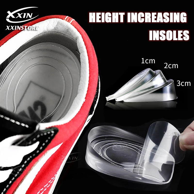 

【Xxin】1/2/3cm Height Increasing Insoles Silicone Insole Shock Absorbing Shoe Pad Relieve Foot Pain