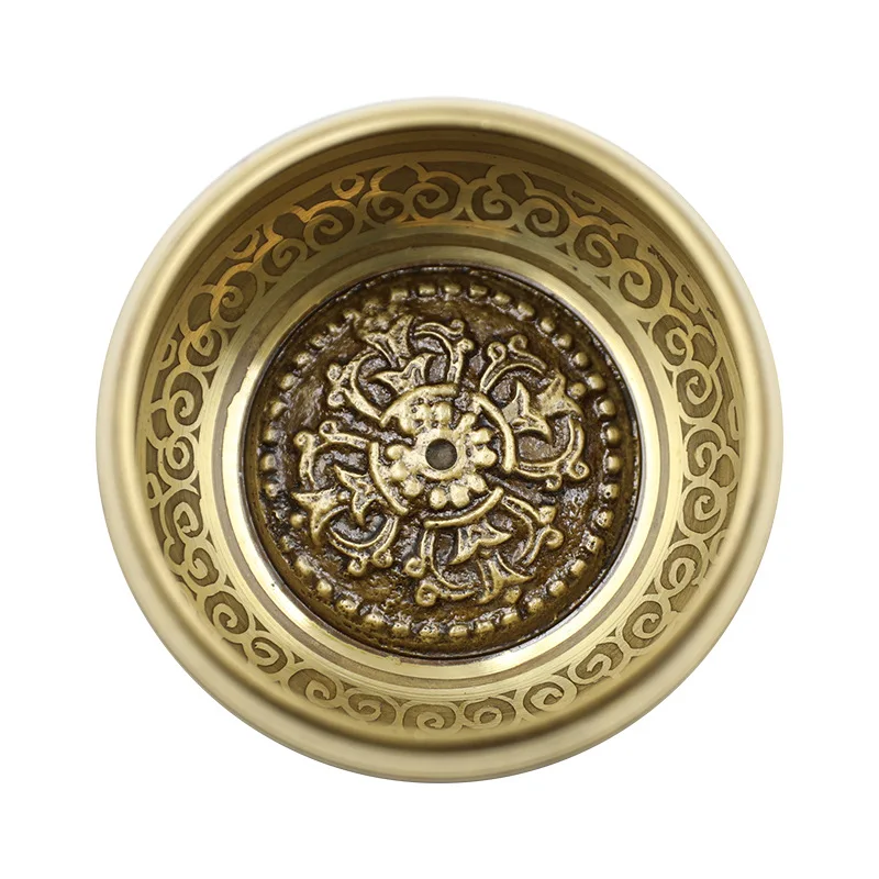 

Buddha sound bowl handmade scriptures singing bowl cross pestle yoga meditation copper ornament