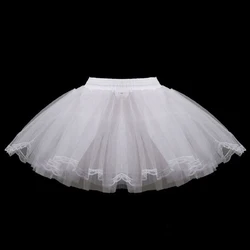 White Short Girls Petticoats 3 Layers Lace Edge Tulle Boneless Petticoat Simple Mini Underskirts For Children Dress