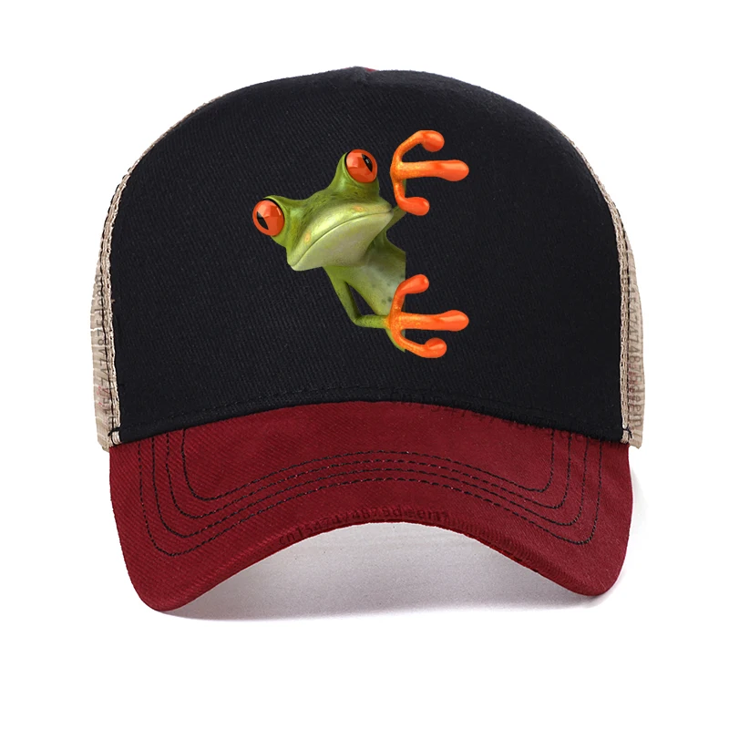 

Summer Cap Sun Visor hat 3D printing Man I Love Frogs Hip Hop Caps Outdoor Snapback hats Adjustable Mesh Baseball Cap