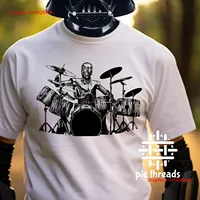 C3PO Drum T Shirt Robot Playing Cool Kit Funny Cymbols For Acoustic Vintage Drummer Weird Band vintage Washed Stretched