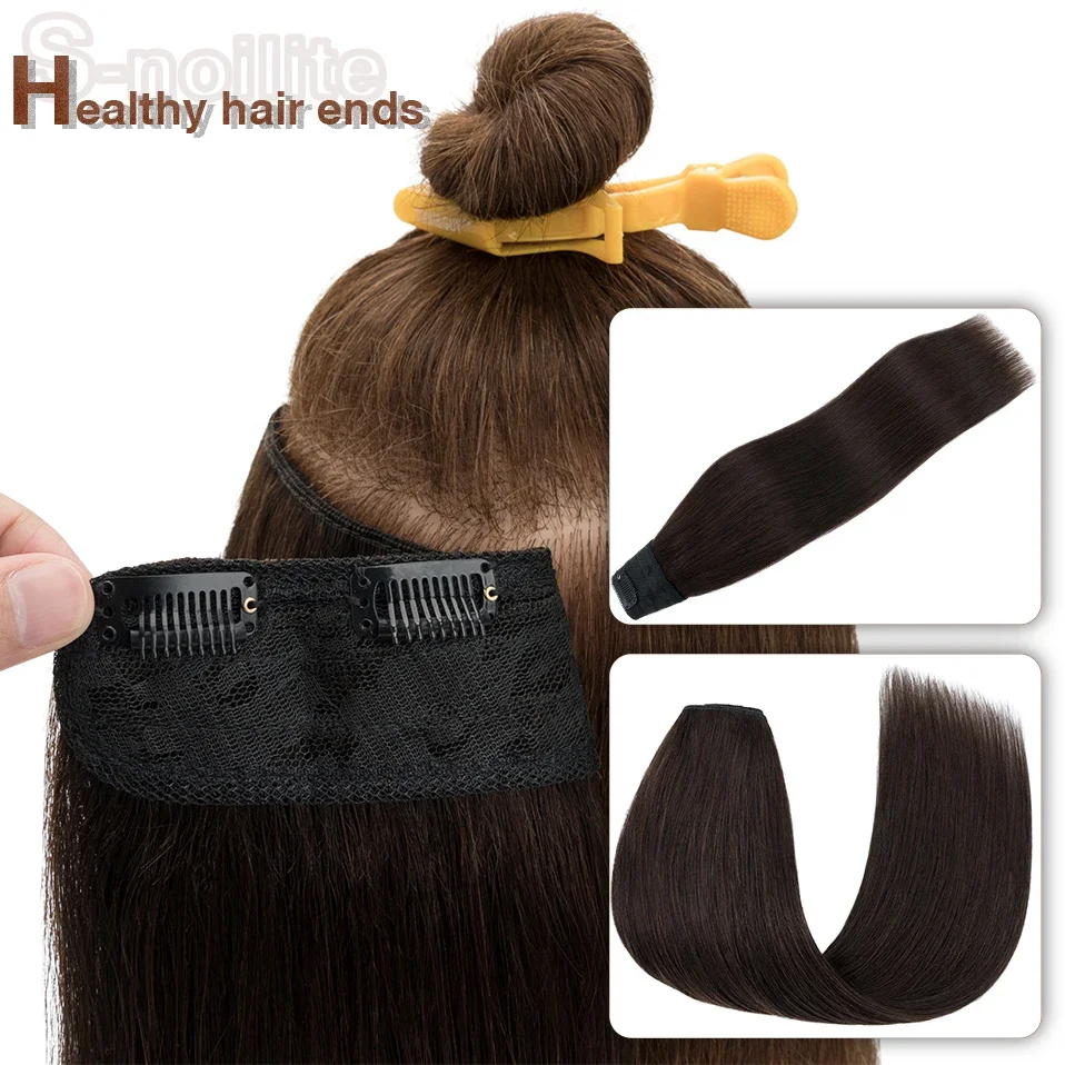 S-noilite Clip-in-Haarverlängerungen, Echthaar, 5 Clips, V-förmiges Haarteil, 30,5–55,9 cm, natürliche Haarverlängerungen, Haarspange, glatt, blond