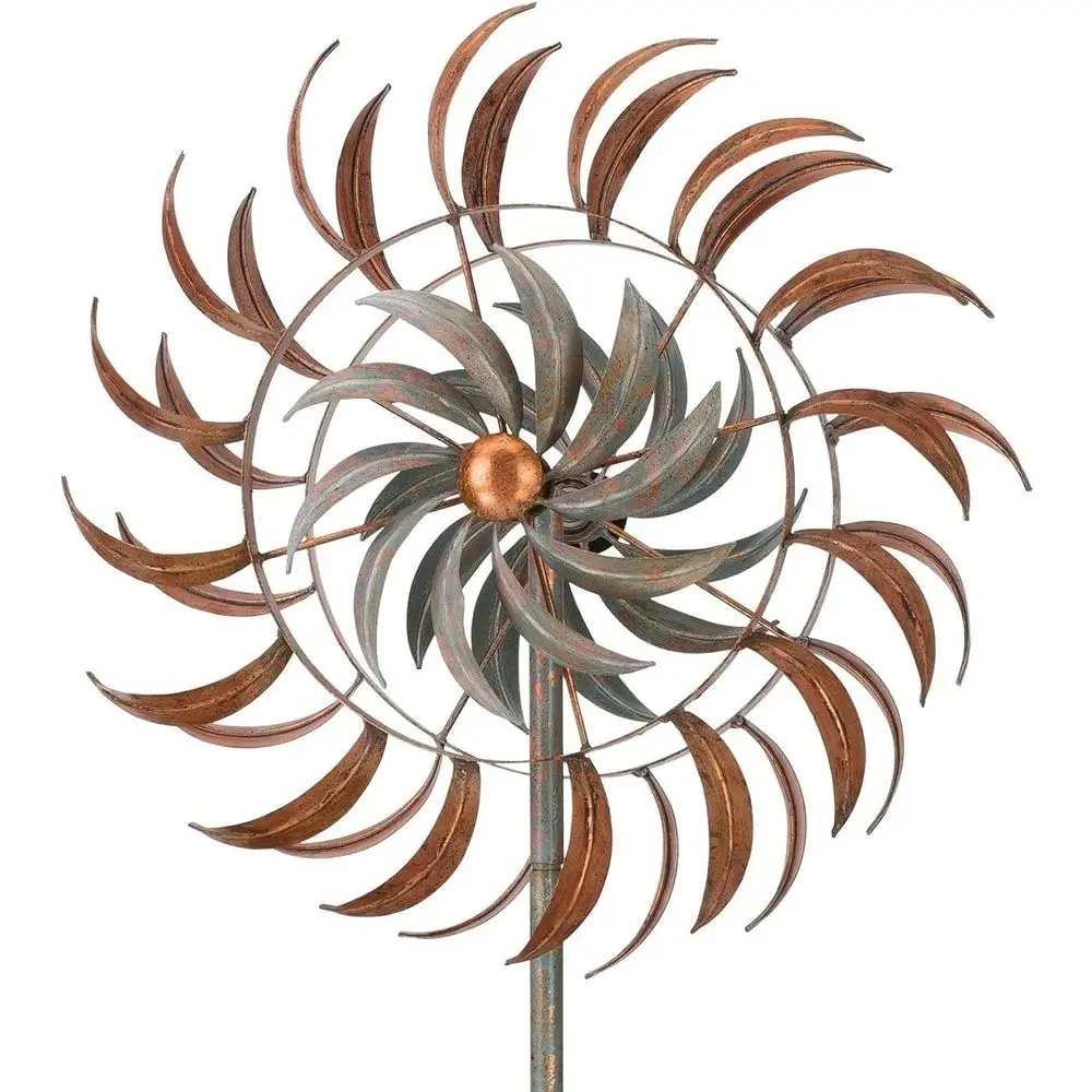 

75 Metal Copper Petals Outdoor Wind Spinner - Durable Garden Lawn Art