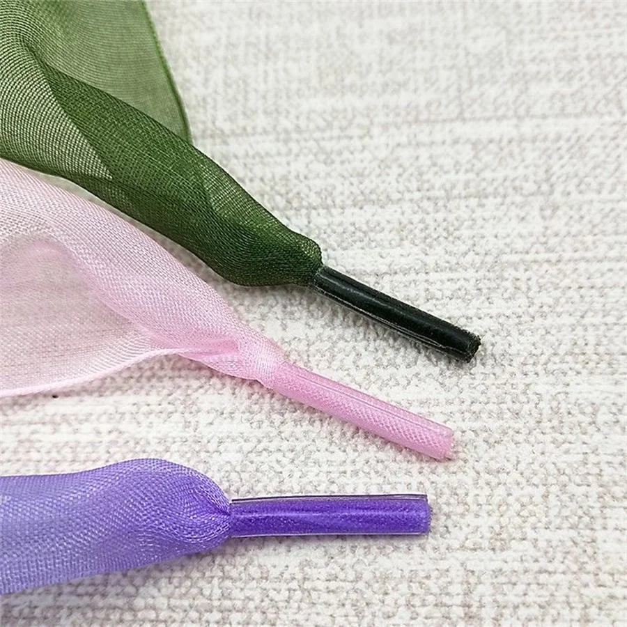 1 Paar 4cm Breite Organza-Schnürsenkel 60-180cm Damen Schleifen-Schnürsenkel Flache Seiden-Satin-Bänder für Canvas-Sneaker Sportschuhe Schnürsenkel S – Detail 8