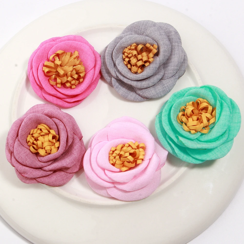 

5.5cm Handmade Rose Fabric Artificial Flowers For Hats Dress Decoration Hair Accessories DM891