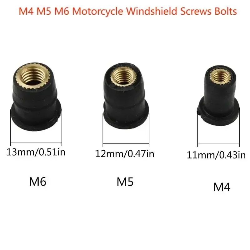 4/5/10 adet M4 M5 M6 Motosiklet Cam Ön Cam Vidaları Cıvata Somun Fairing Ekran Bağlantı Elemanları Ön Cam Somun Cıvata Yıkayıcı Vida