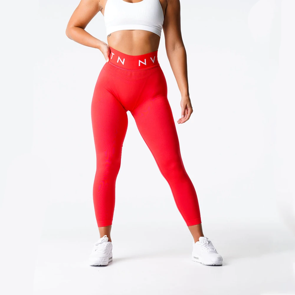 NVGTN Sport Seamless Leggings for Women Red High Waist Workout Gym Athletic Yoga Pants Soft Workout Spandex Leggings