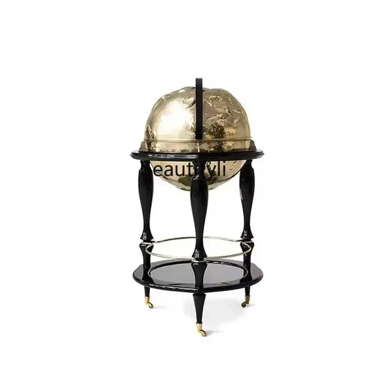 xzItalian light luxury pure copper wine cabinet, exquisite globe ornament with a high sense of art