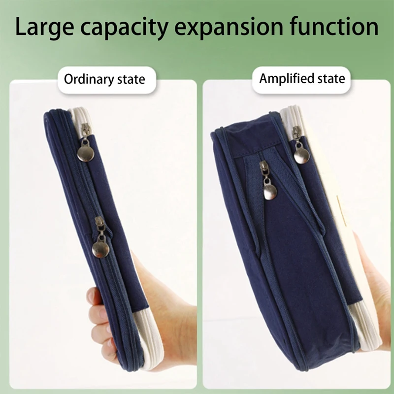 Sac à Crayons Macaron à Double Couche, Étui de Rangement pour Poudres