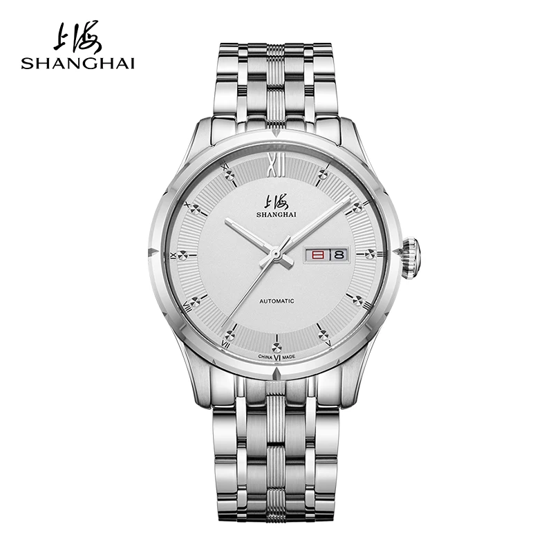 

Shanghai Men's Watch Automatic Mechanical Watch Dual Calendar Waterproof Stainless Steel Sapphire Fashion Men's Watch SH3076