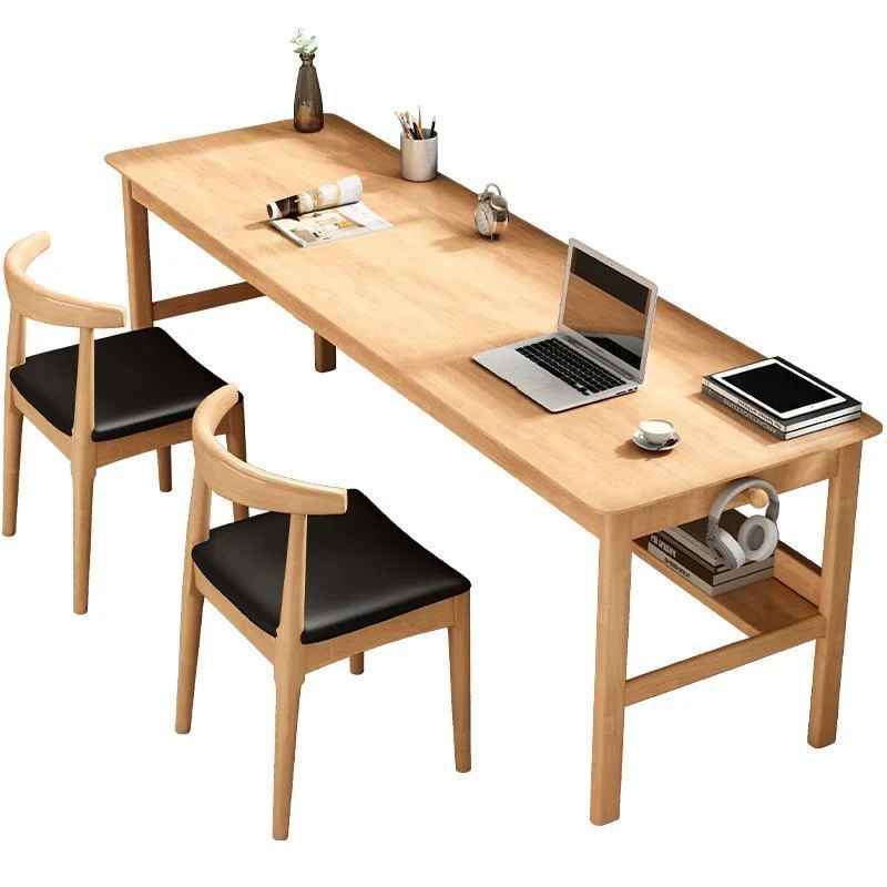 Long Desk Double-person Modern Simple Solid Wood Computer Desk For Office, Student Writing Table