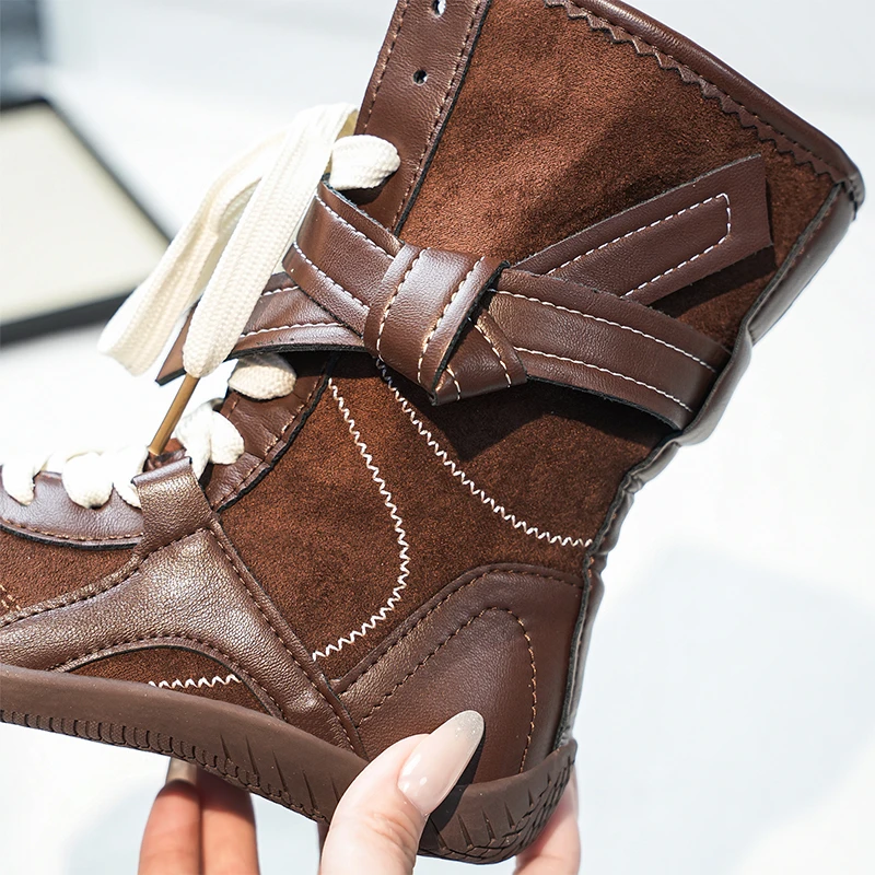 

Children's Mid Length Fashion Boots 2025 Autumn New Girls' Fashionable Splicing Casual Anti Slip Wear-resistant Children Shoes