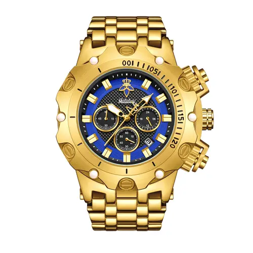 YaLaLuSi Men's Multifunctional Luxury Watch, Gold Strap with Atmospheric Dial, Fashionable and Practical Gift Box - Image 7