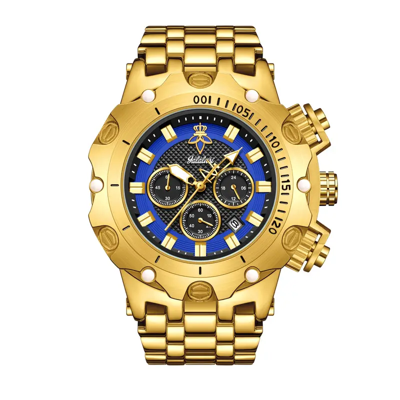 YaLaLuSi Men's Multifunctional Luxury Watch, Gold Strap with Atmospheric Dial, Fashionable and Practical Gift Box - Image 7