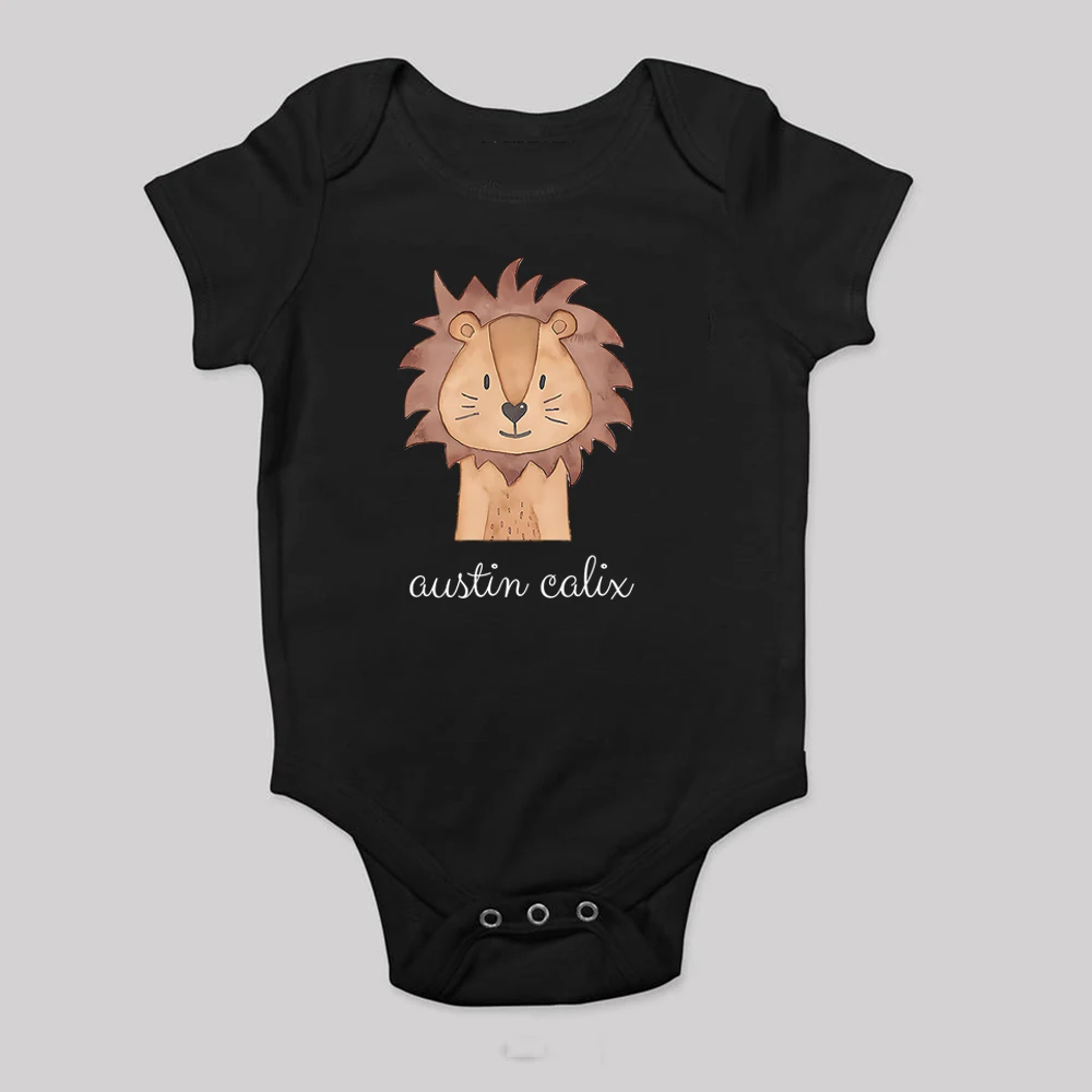 

Personalised Forest Animals with Name Baby Romper Infant Jumpsuits Newborn Wild One Outfits Romper Baby Birthday Shower Gifts