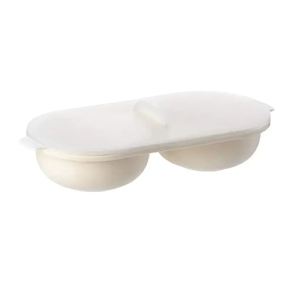 1PCS Microwave Egg Cooker Double Cup Egg Boiler with Lid Non Stick Bottom Spring Egg Mould Steamed Egg Maker Kitchen Tools