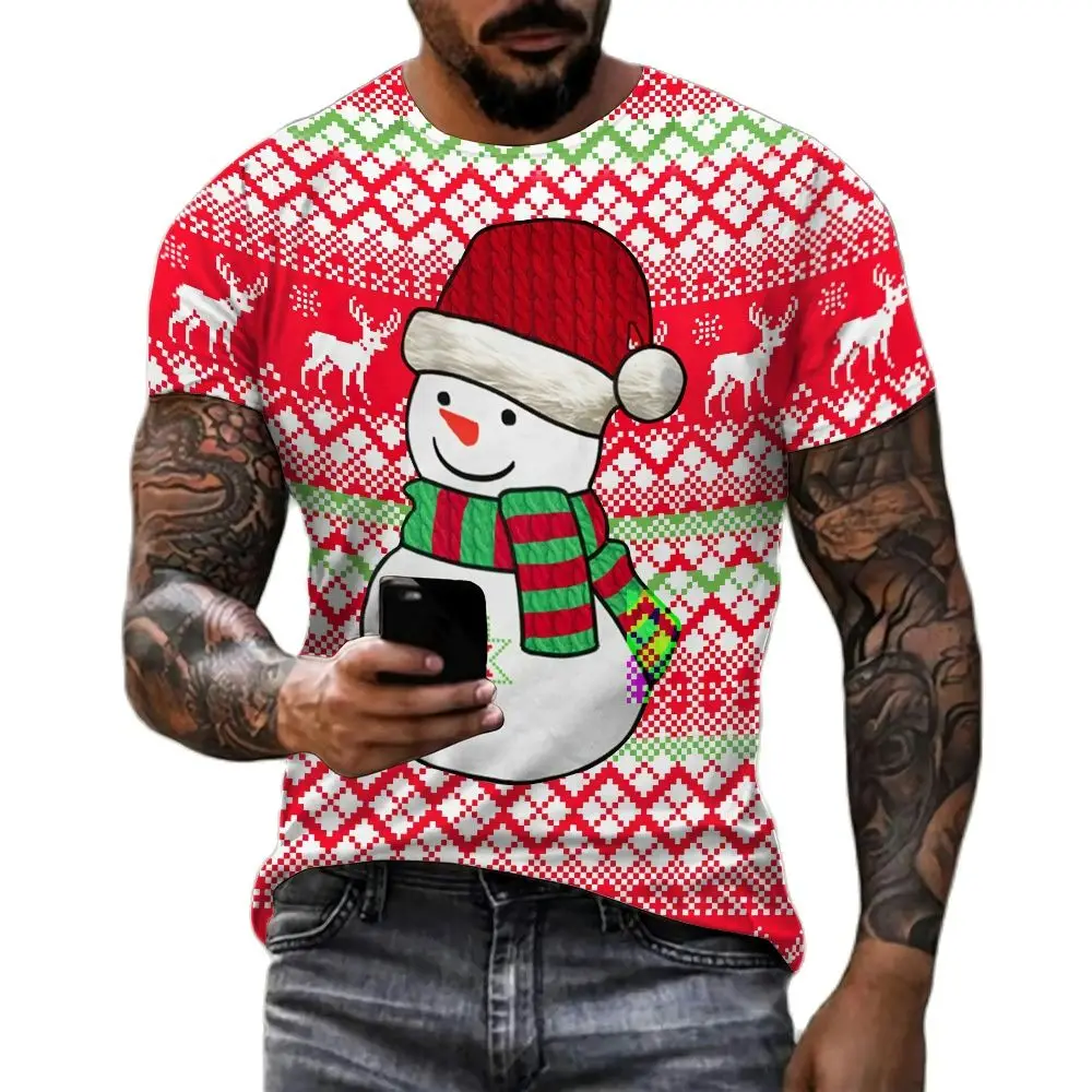 Santa Fun New Year Party 3D Printed Men And Women Holiday Fashion Clothing Hip Hop Snowman Short Sleeve Round Neck T-shirt Tops