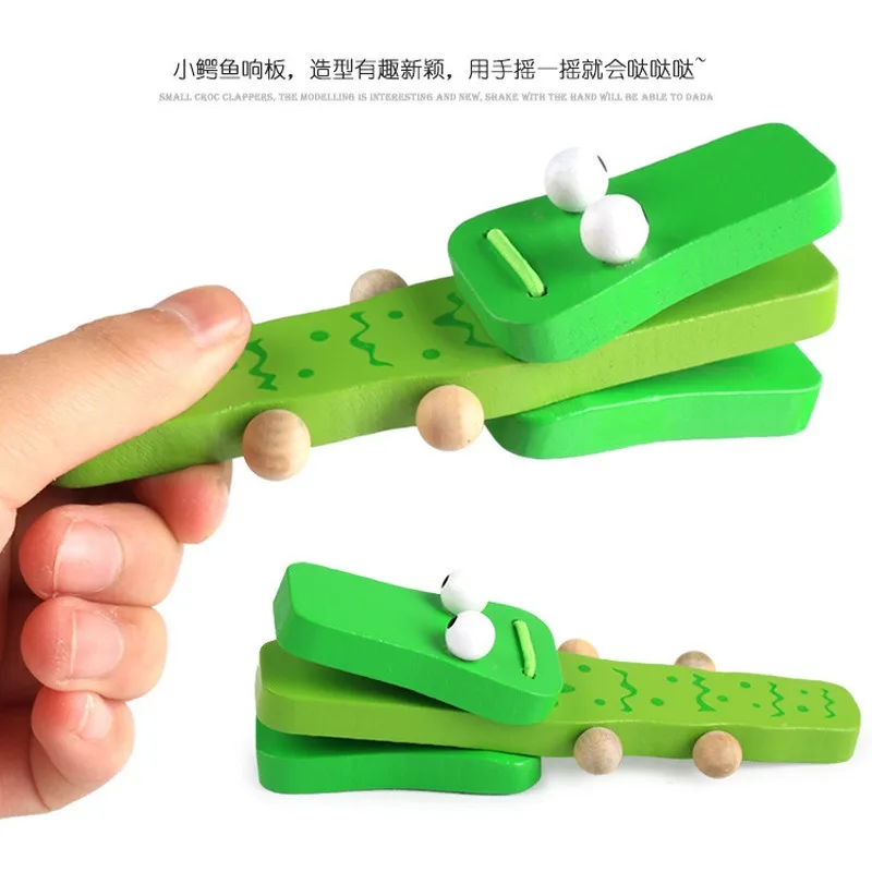 

Crocodile Shape Wood Castanet Baby Musical Instrument Cartoon Child Musical Educational Rattle Gift Montessori Educational Toys