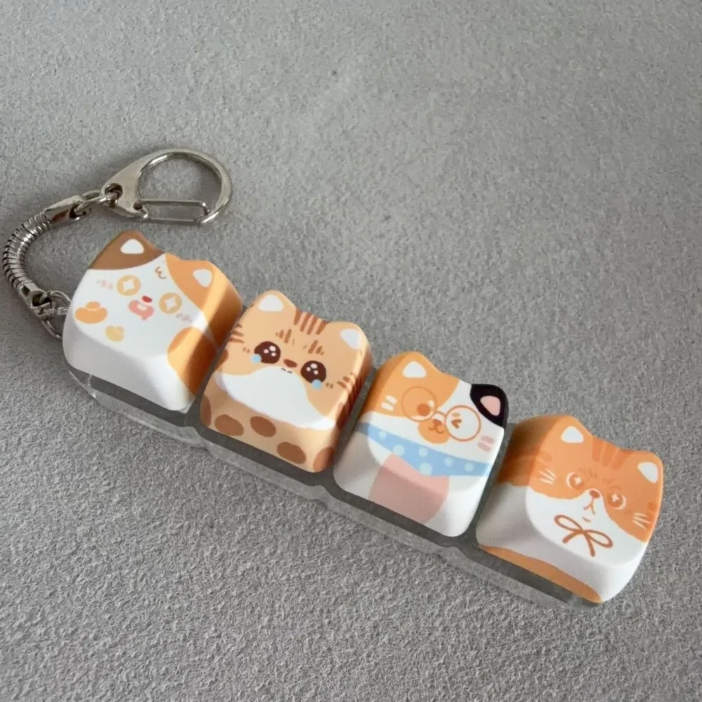 Finger-Tip-Druckknopf Katzen-Fidget-Clicker-Schlüsselanhänger Niedliche Katze Kawaii Katze Mechanische Tastatur Schlüsselring 4-Tasten Kreativ – Detail 7
