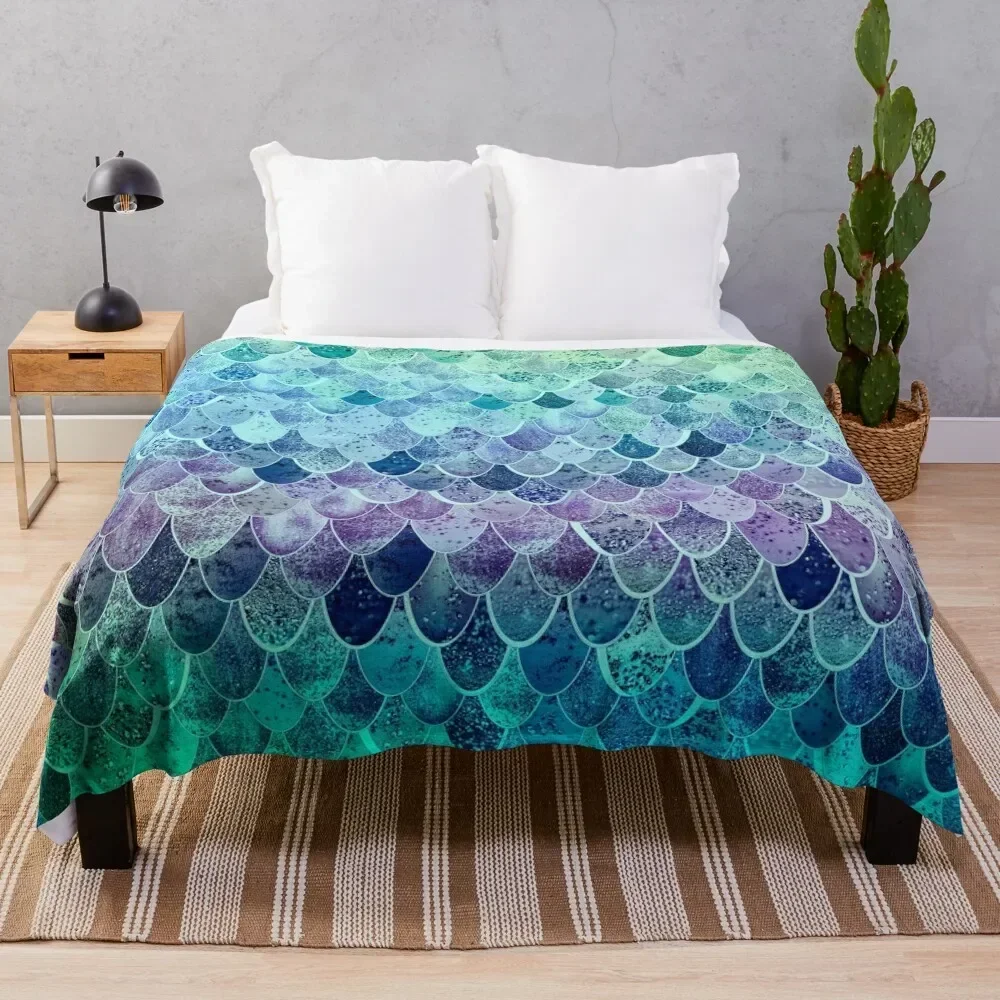 

MAGIC MERMAID RAINBOW Throw Blanket Summer Cool Breathable Blanket for Sleeping
