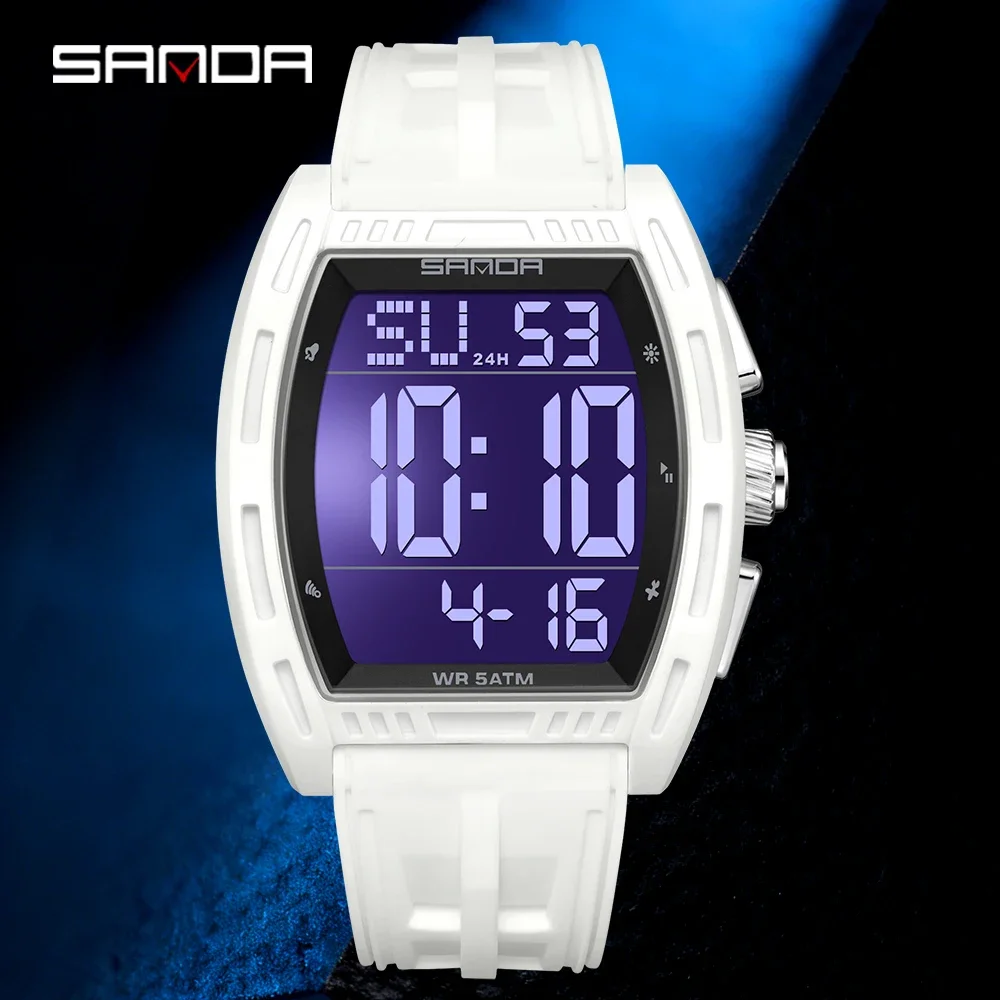 

SANDA 2026, модные электронные часы для мужчин, многофункциональный будильник, светящийся календарь, хронограф, студенческие цифровые наручные часы