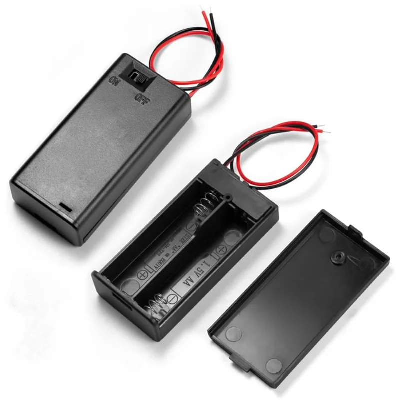 3PCS 1 2 3 4 Slot AA Battery Holder 1.5V/3V/4.5V/6V AA Battery Box with Leads Wires ON/Off Switch and Cap Case Back Cover