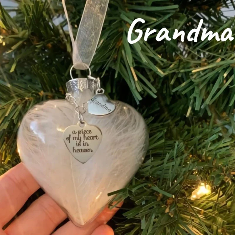 A Piece of My Heart Is In Heaven Love Xmas Souvenir Transparent Plastic Ball Commemorative Christmas Tree Ornaments Jewelry Gift