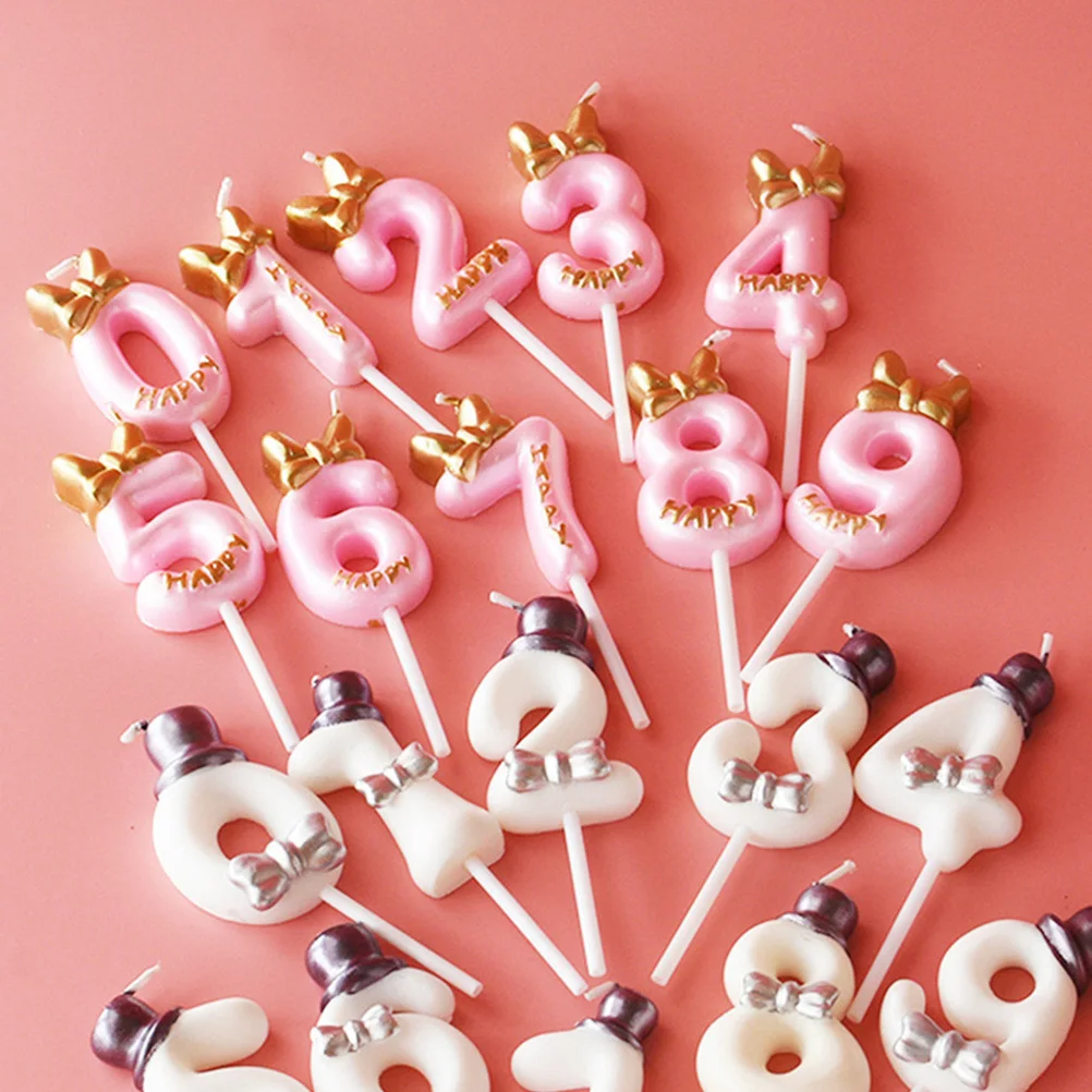 

10pcs Pink Digital Birthday Candles Cake Candles Topper For Birthday Party Baby Shower Anniversary Home Decoration Paraffin