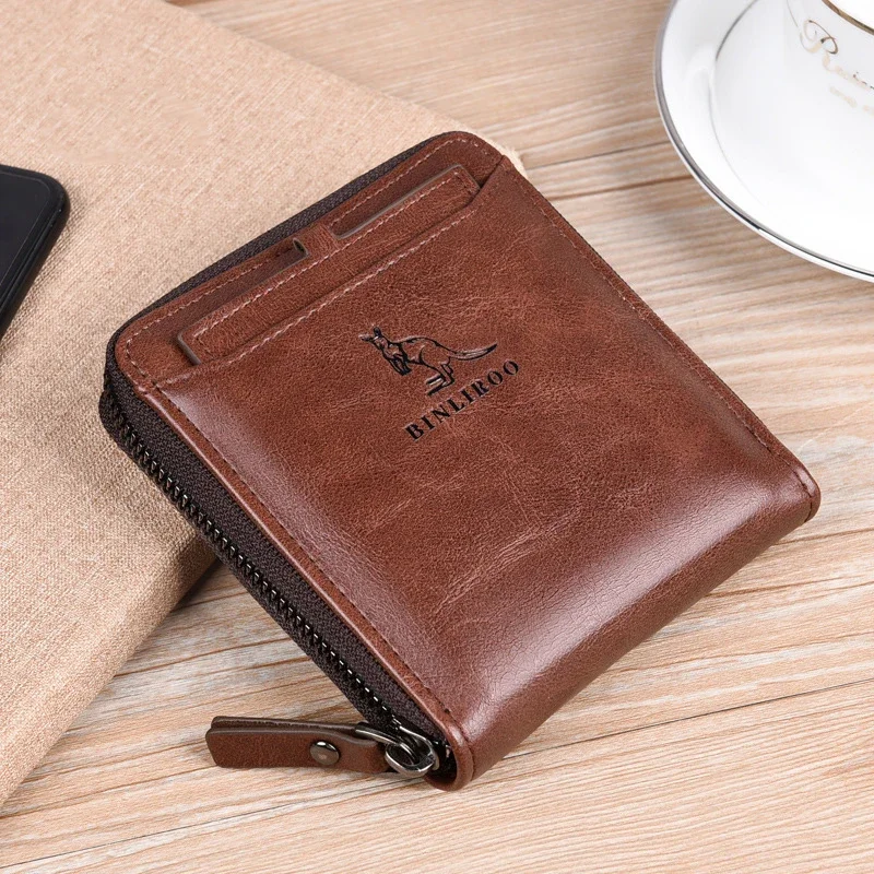 Luxury Designer Men\'s Wallets PU Leather RFID Credit Card Holder Handbag for Men Wallet Zipper Coin Purse Carteira Masculina