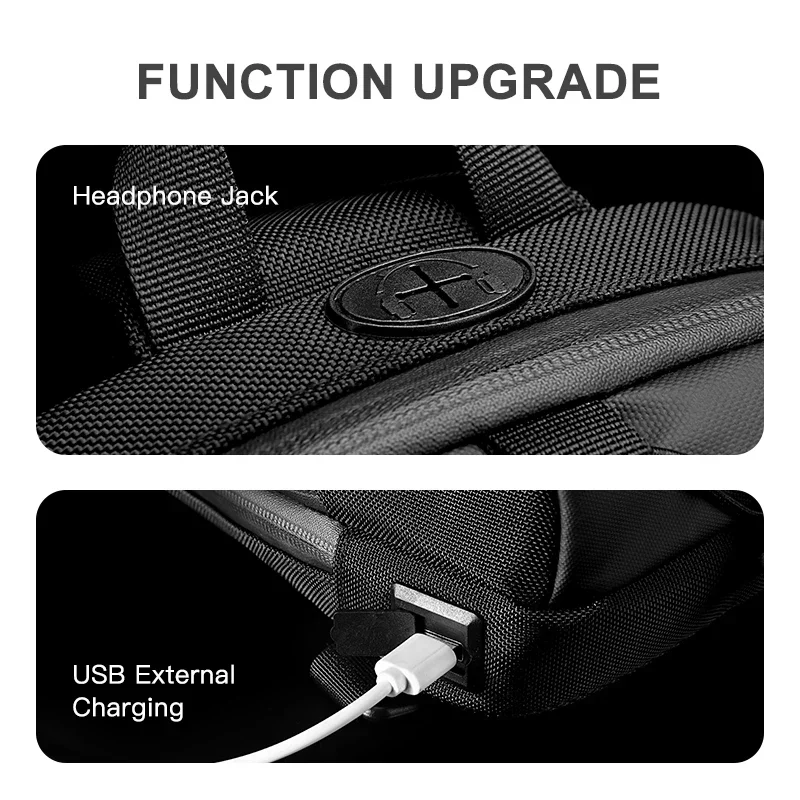 OZUKO Chest Bag Man Crossbody Bag for Mens USB Charge New Men Sling Bag Outdoor Male Chest Pack Short Trip Messenger Bags