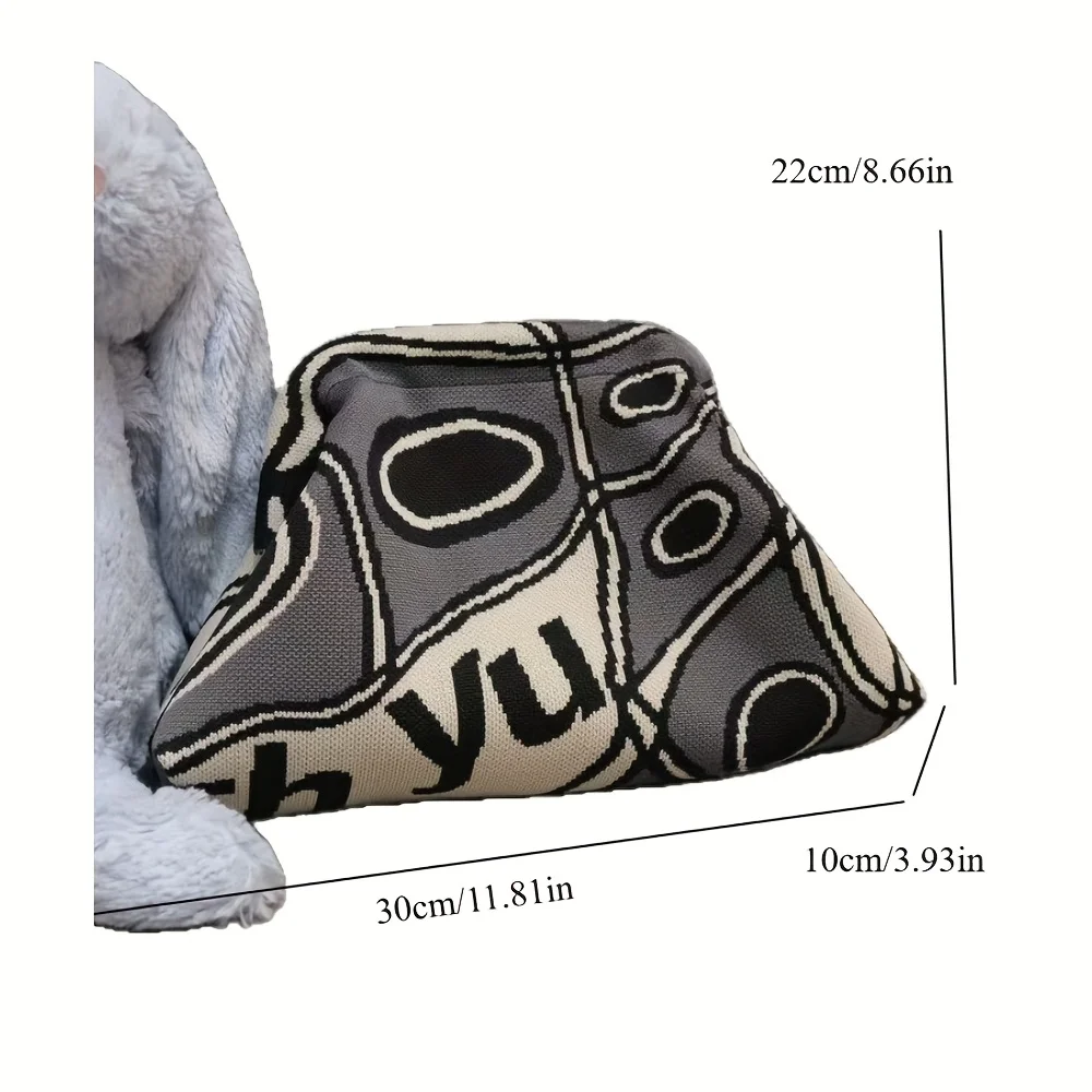 Trendige gestrickte Clip-Tasche, vielseitig, großes Fassungsvermögen, geeignet für Aufbewahrungstaschen, neue High-End-Muster-Clutch-Tasche – Detail 10
