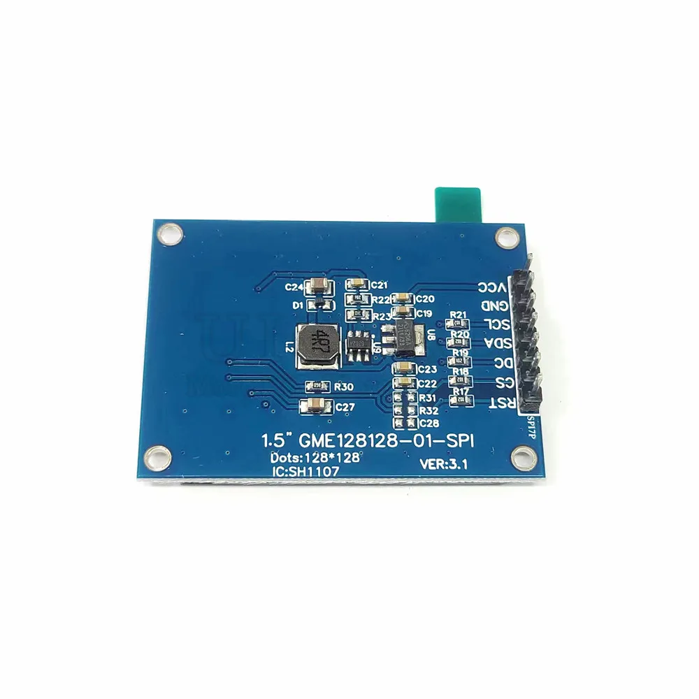 1.5 Inch OLED Screen Module SPI 7Pin 128*128 COG SH1107 Drive White LCD Display Low Power Consumption 3V-5V