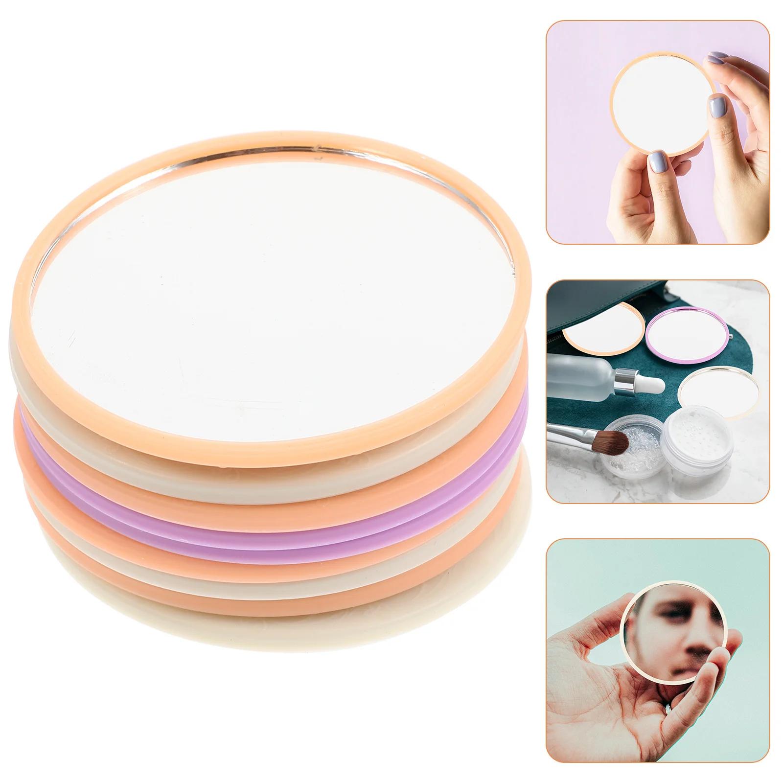 Espejo de maquillaje de viaje para mujer, espejo pequeño plegable de alta reflectividad, imagen clara, portátil, compacto de bolsillo, retoque diario, 24 Uds.