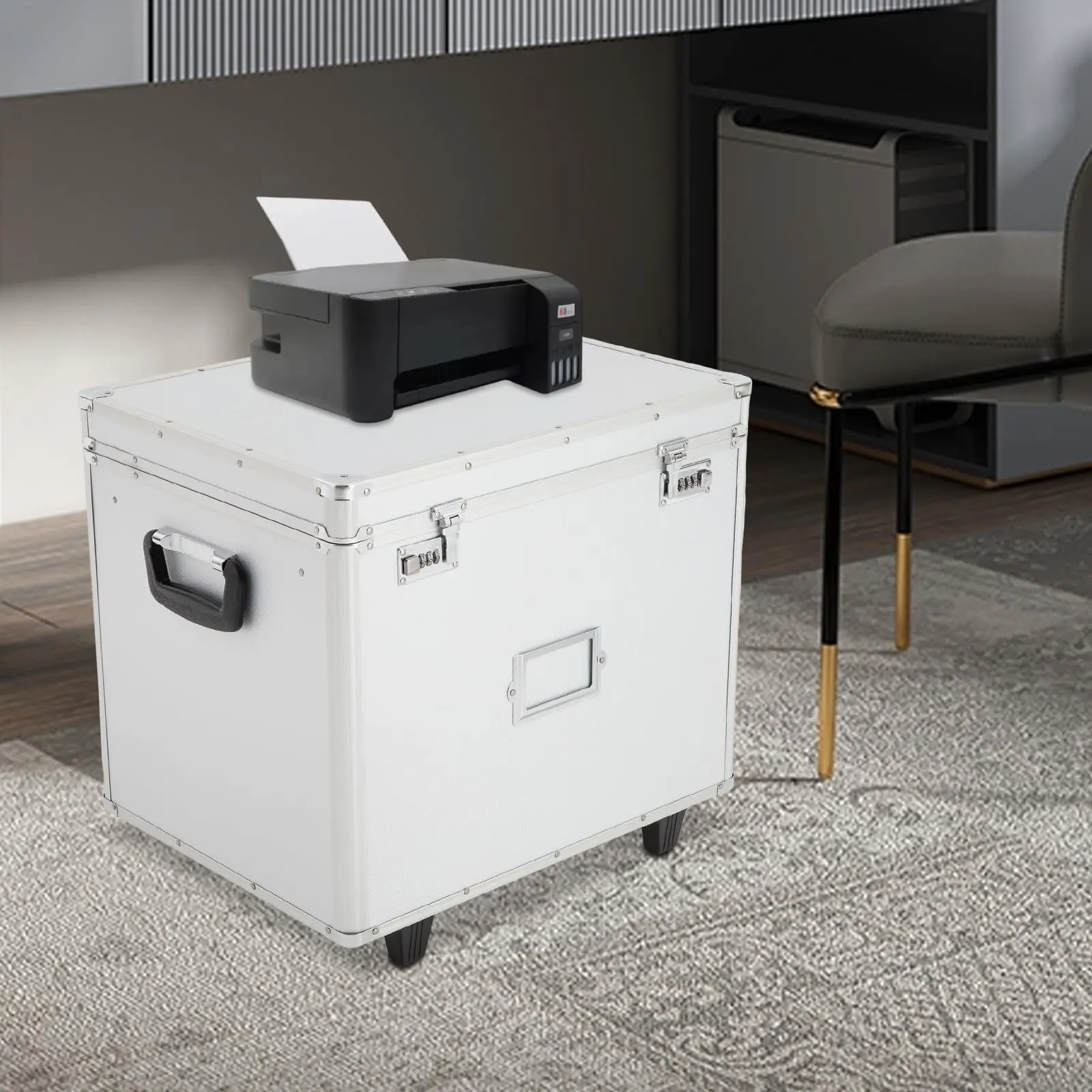 กล่องจัดระเบียบแฟ้มกลิ้ง, L19.2 * D15 * H16In ล็อคตู้เก็บเอกสารพร้อมรหัสล็อคและที่จับยืดไสลด์, แบบพกพา