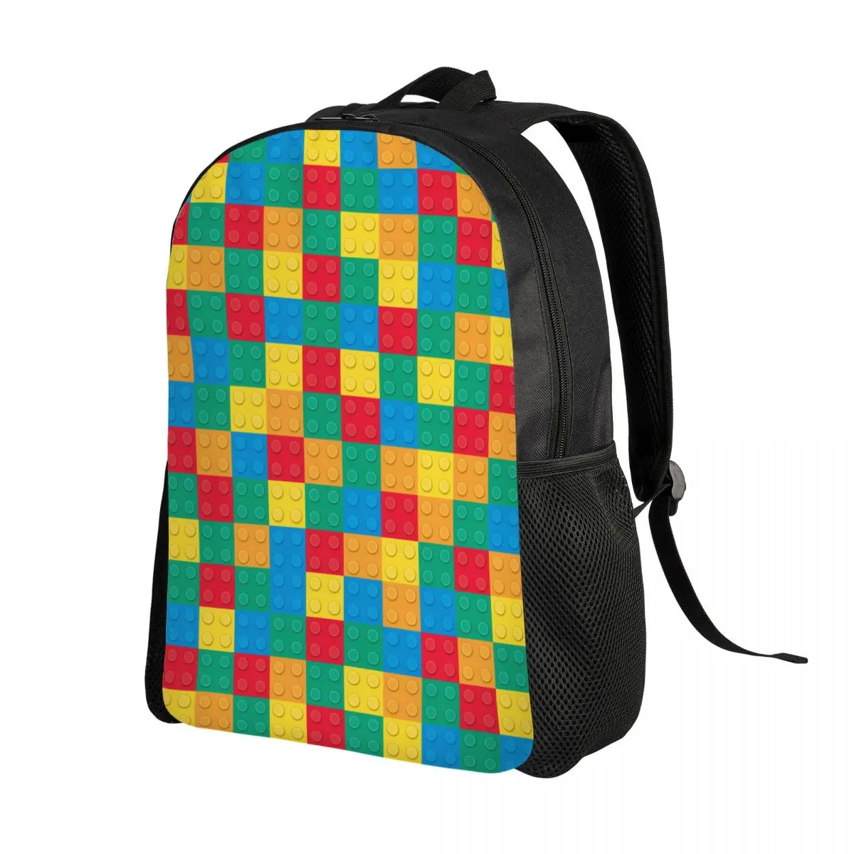 Custom Colorful Building Plastic Brick Toy BlocksBackpacks for Men Women Waterproof College School Bag Printing Bookbags