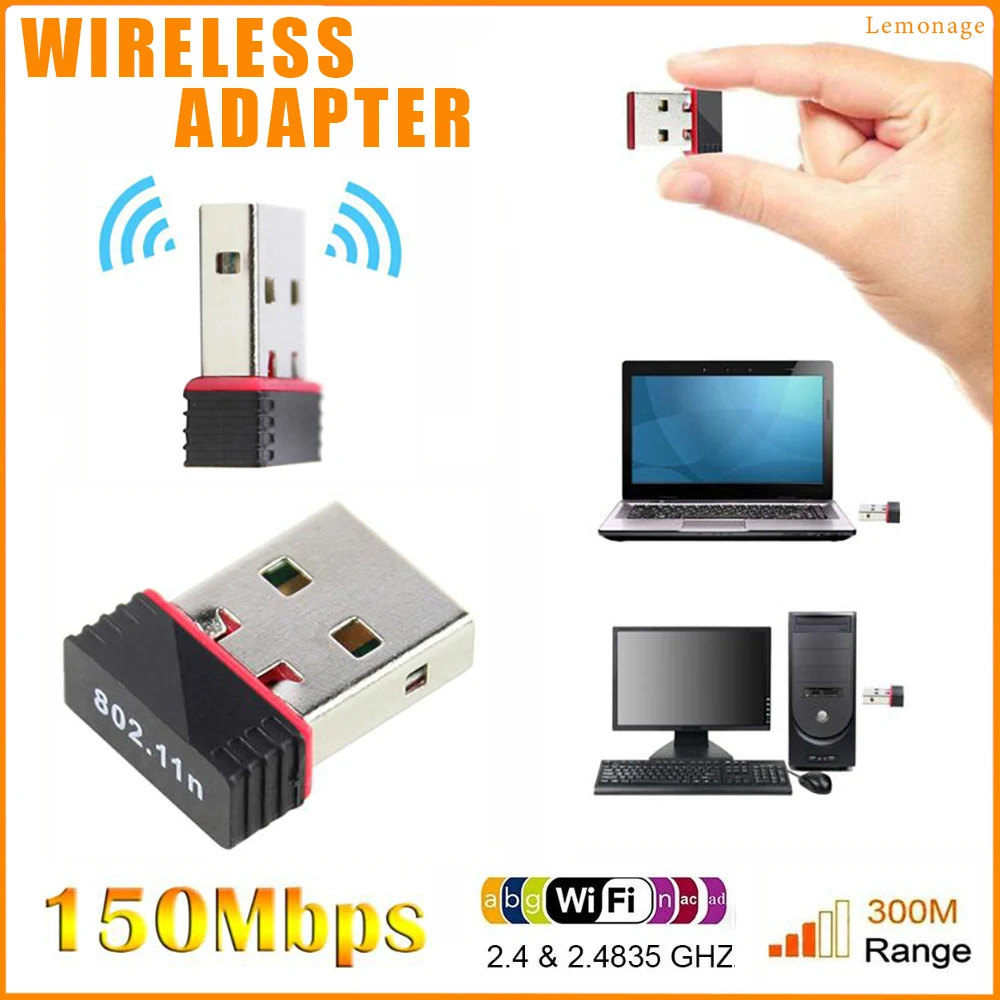 

【Raady Stock】150Mbps Wireless Dongle Network Card USB Wifi Receiver 802.11N Adapter Rtl8188Eu External Lan Card Antenna